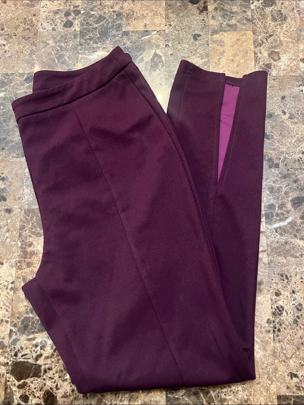 Women's Stretch Ponte Ankle Pants - Deep Plum